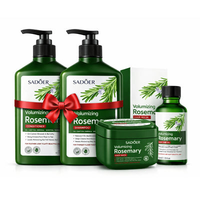 Pachet SADOER Rozmarin – Șampon + Balsam + Mască + Ulei pentru Volum & Fortifiere | Rutina Completă Anticădere