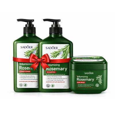 Pachet SADOER Rozmarin – Șampon + Balsam + Mască pentru Volum & Fortifiere | Rutina Completă Anticădere