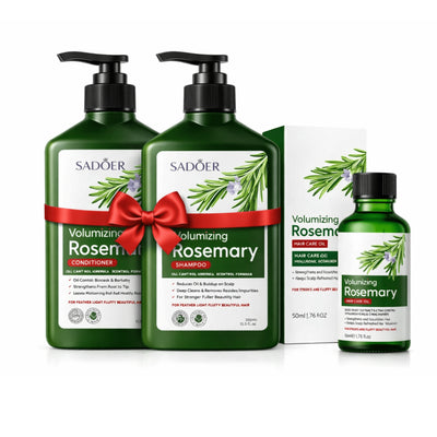 Pachet SADOER Rozmarin – Șampon + Balsam + Ulei cu Rozmarin (Volum & Revitalizare) | Rutina Completă Anticădere
