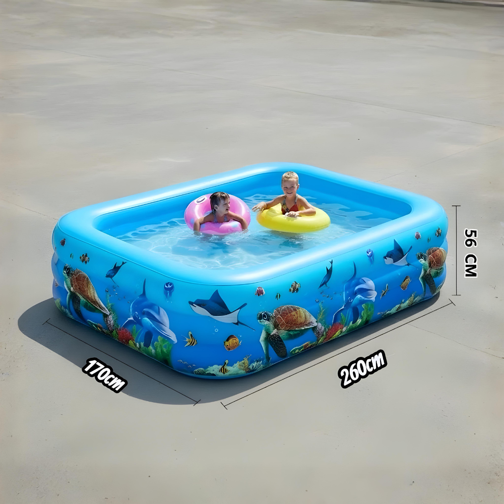 Piscină Gonflabilă 260x170x56 cm Mare Dreptunghiulară pentru Familie