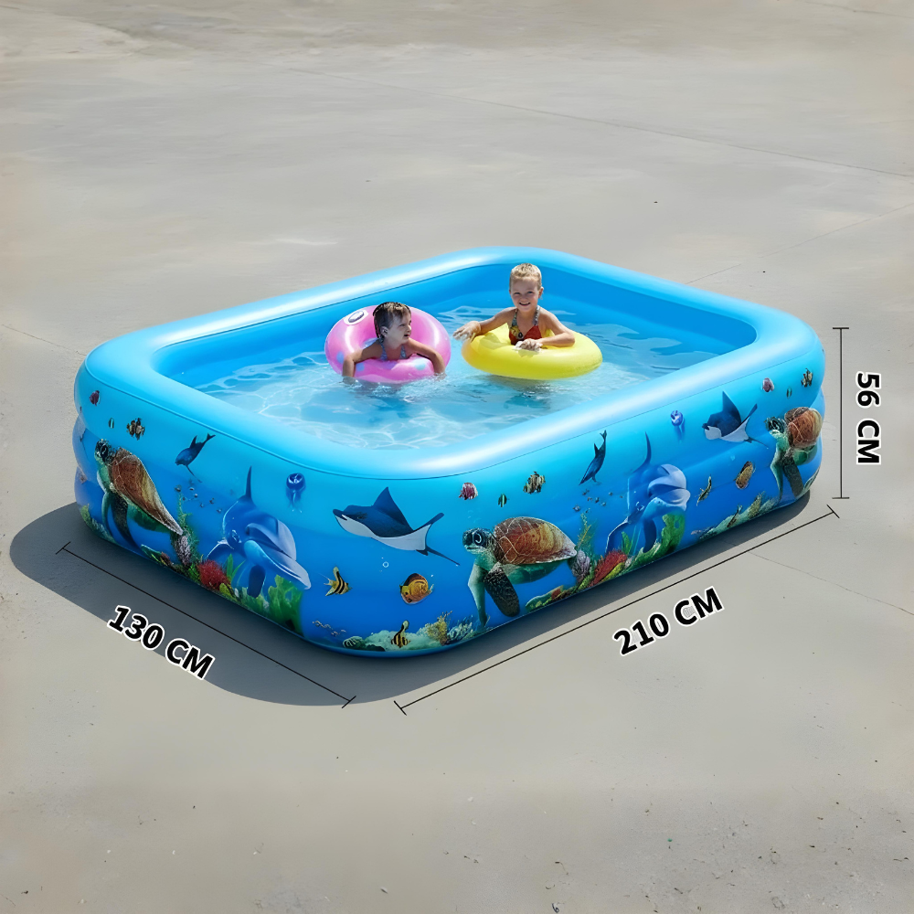 Piscină Gonflabilă 210x130x56 cm Dreptunghiulară pentru Familie