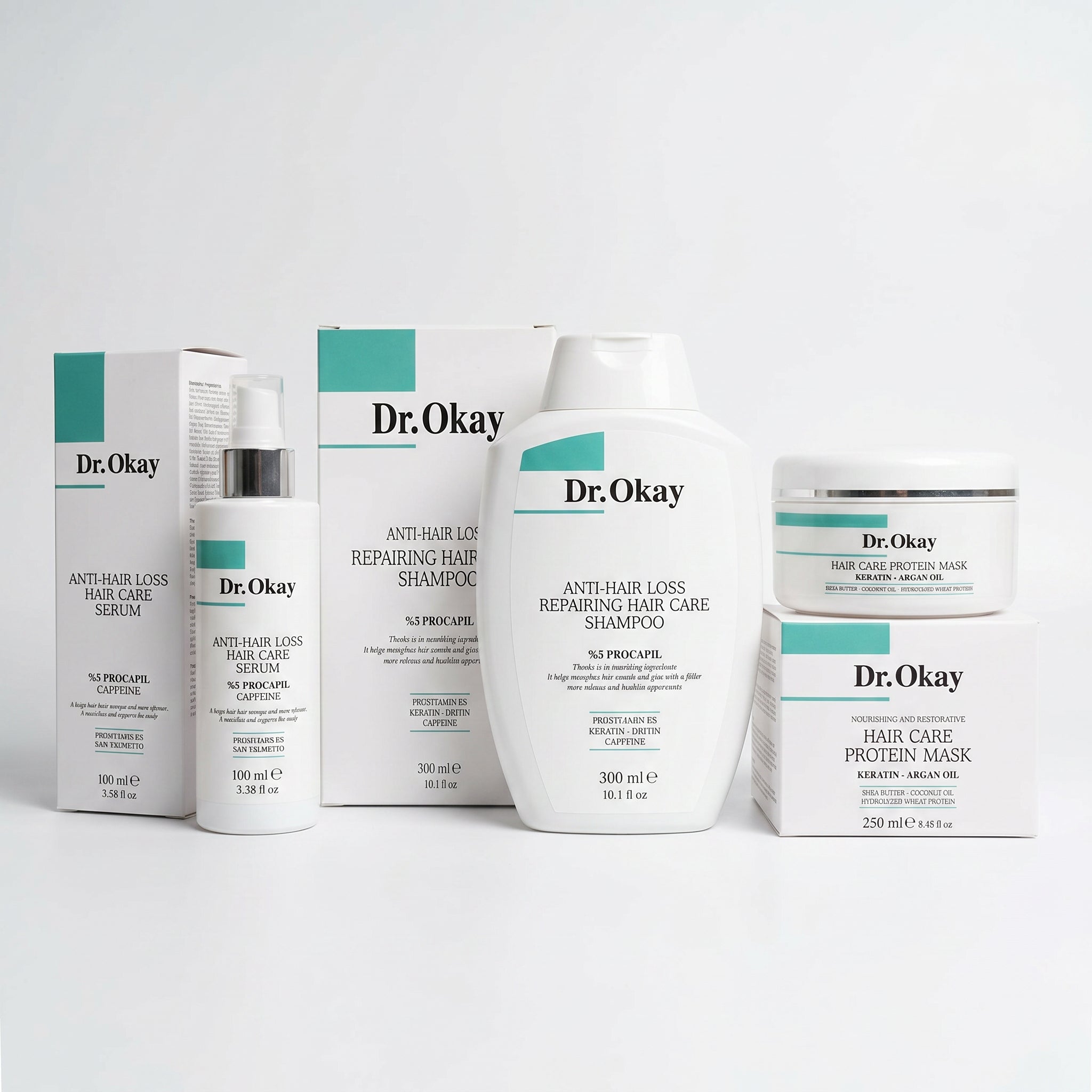 Set Dr. Okay Fortifiant – Șampon, Ser și Mască cu Keratină