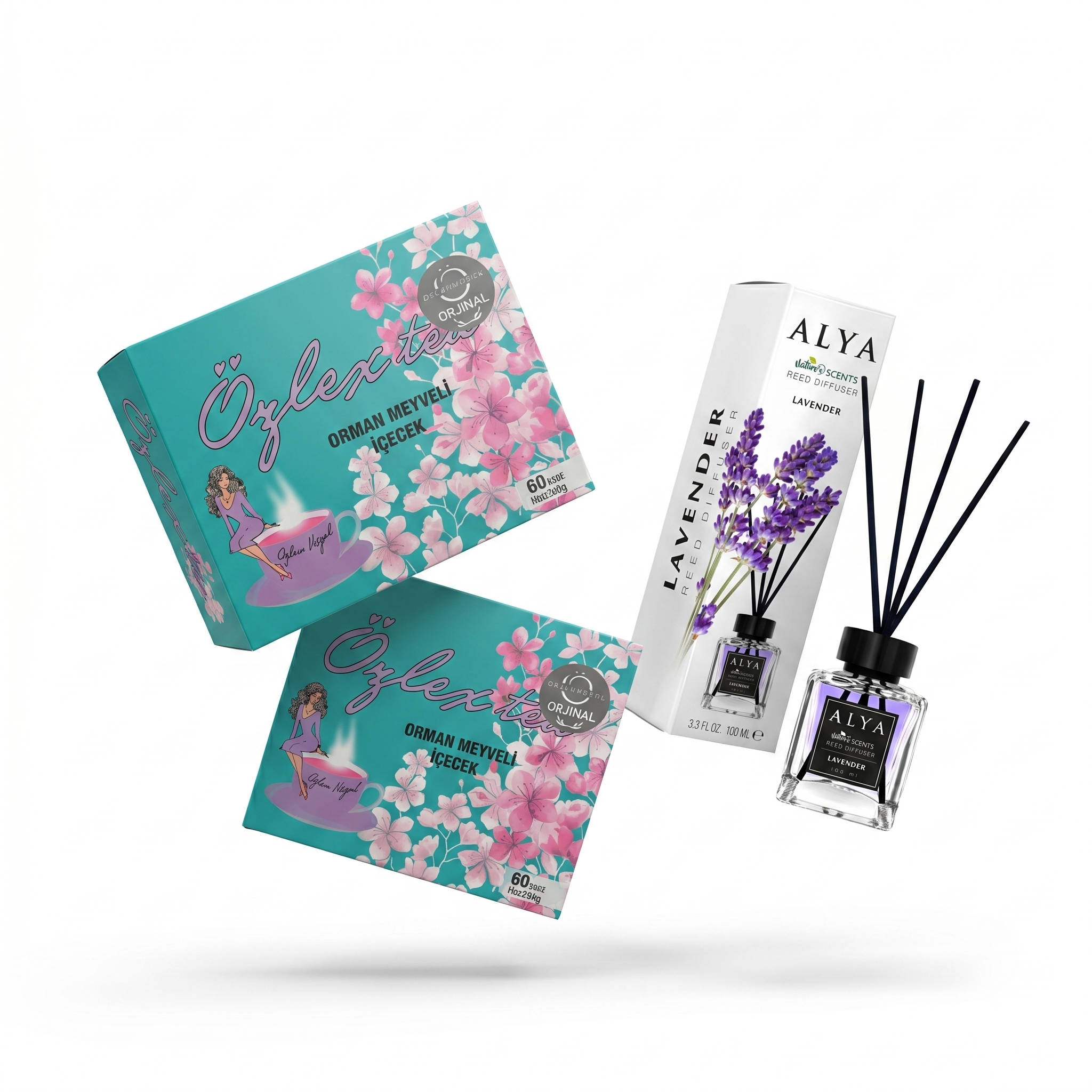Set Cadou Două Ceaiuri Ozlex + Parfum de Cameră Alya – Pachet de Relaxare