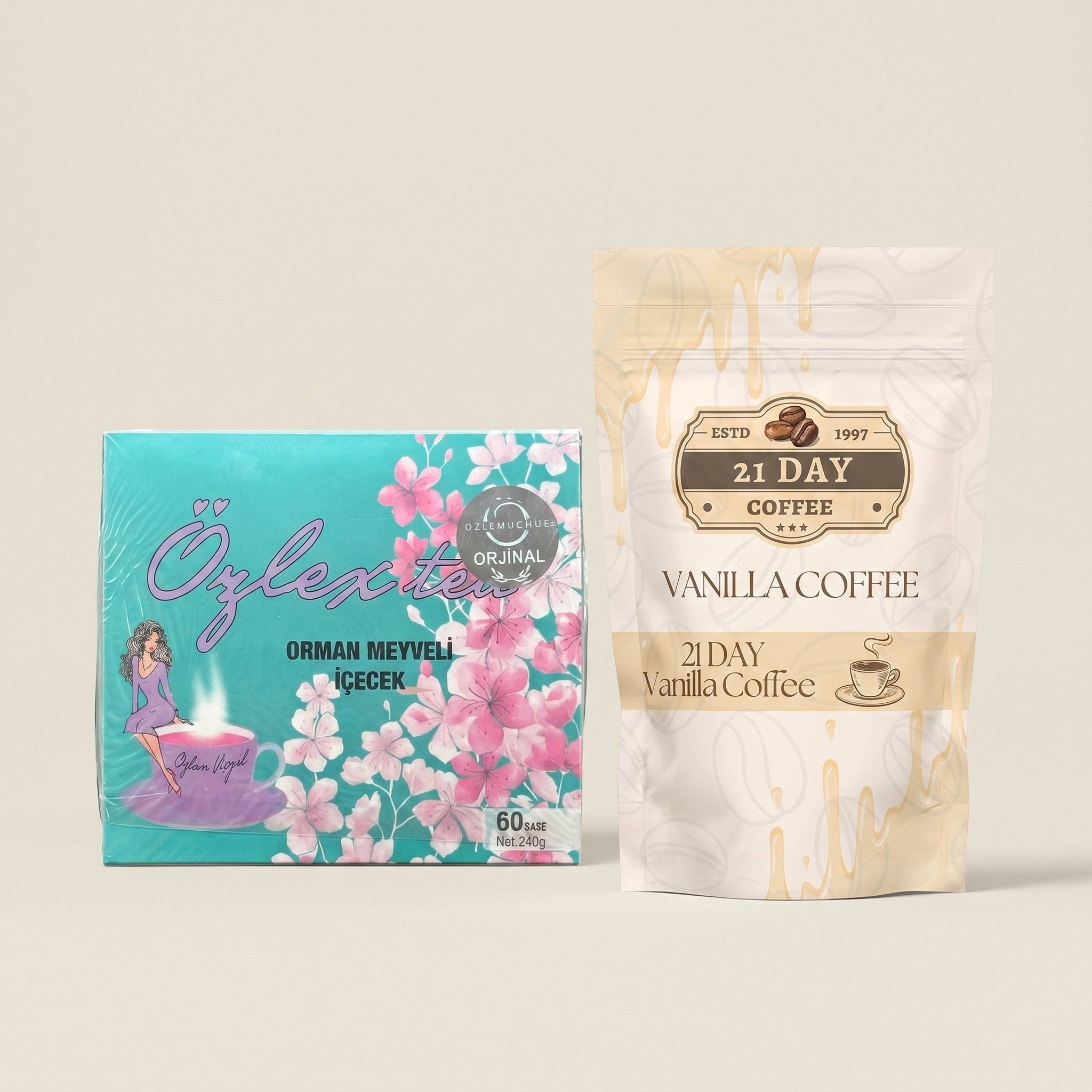 Pachet Promo Duo – Ceai Ozlex 60 Plicuri + Cafea Vanilie 21 Days 100g