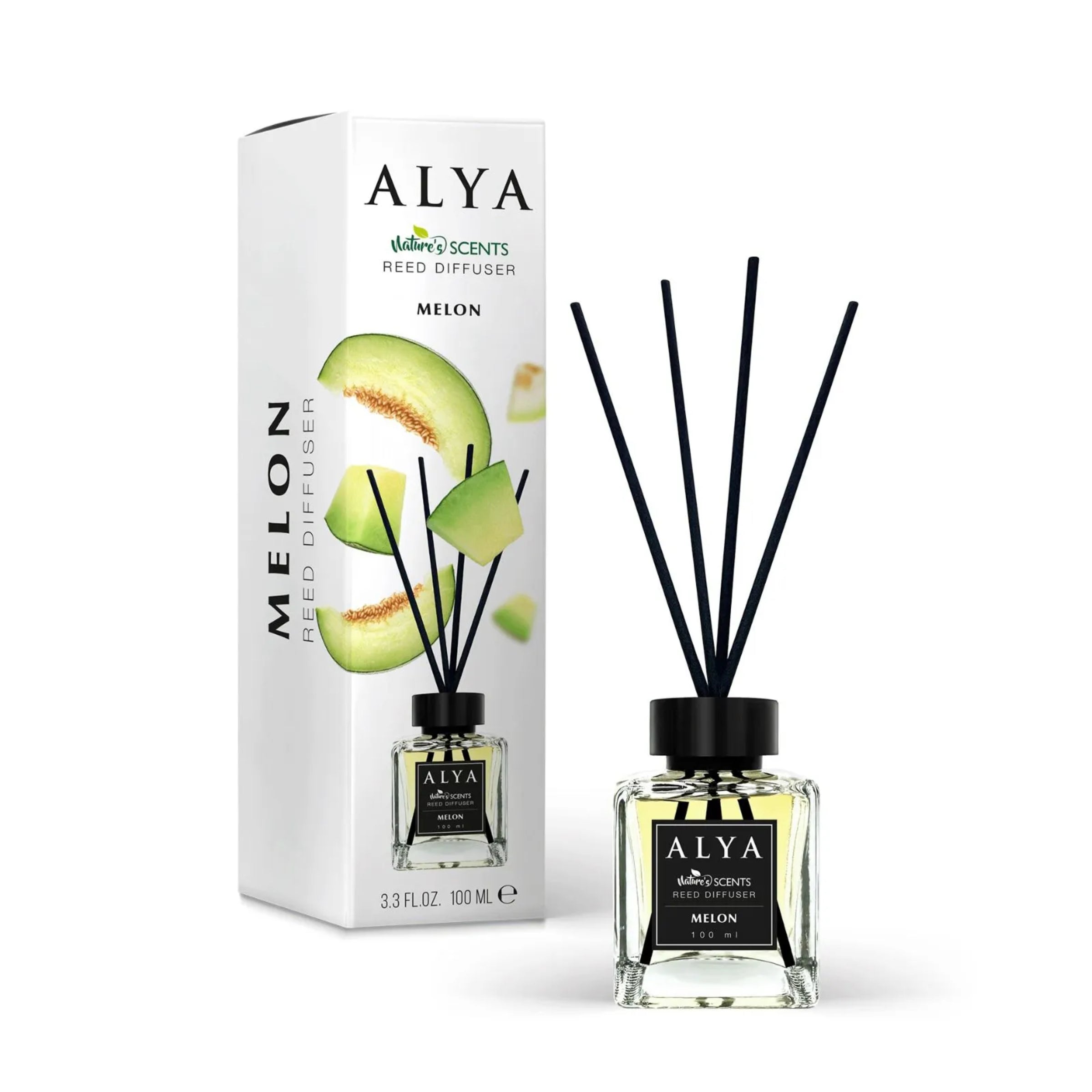 Odorizant de Cameră Alya Pepene 100ml – Reed Diffuser cu Bețișoare din Ratan