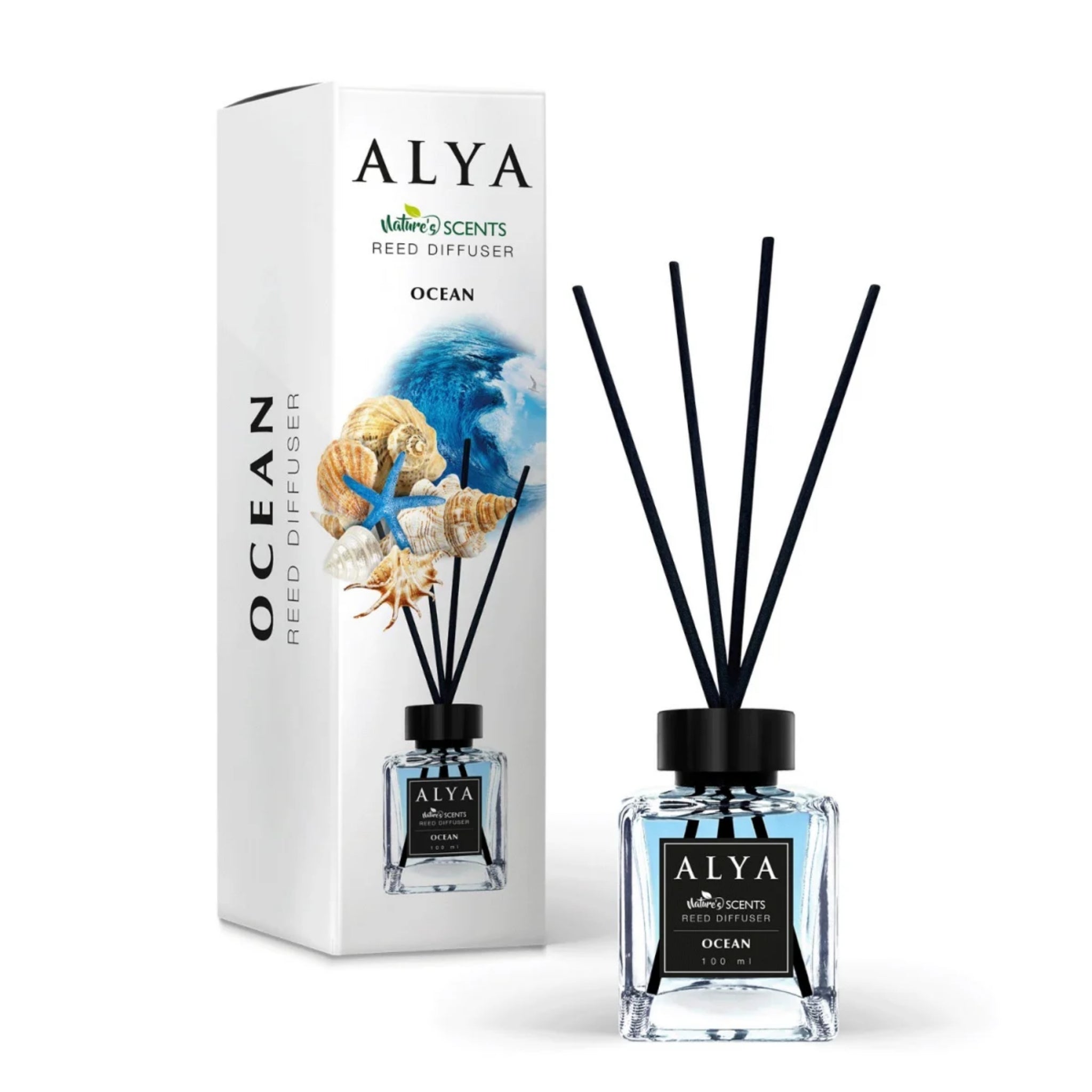 Odorizant de Cameră Alya Ocean 100ml – Reed Diffuser cu Bețișoare din Ratan