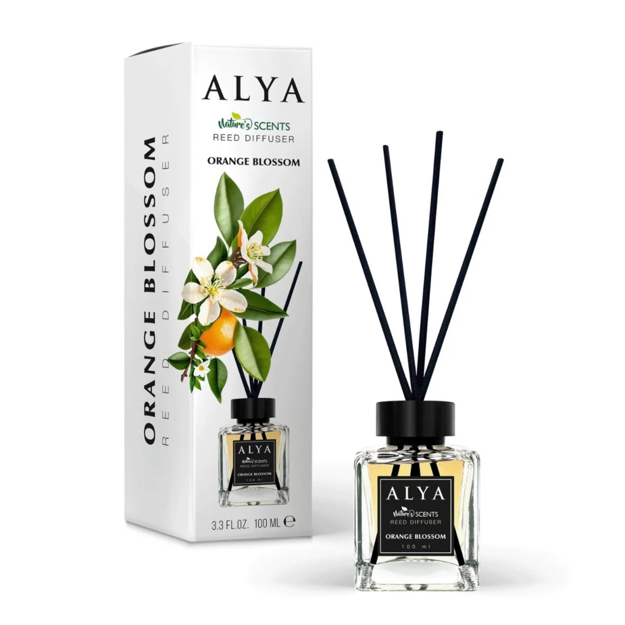 Odorizant de Cameră Alya Flori de Portocal 100ml – Reed Diffuser cu Bețișoare din Ratan