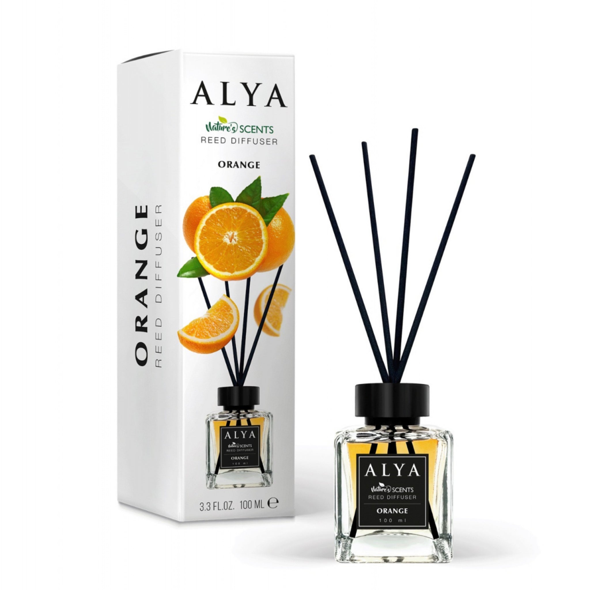 Odorizant de Cameră Alya Portocale 100ml – Reed Diffuser cu Bețișoare din Ratan