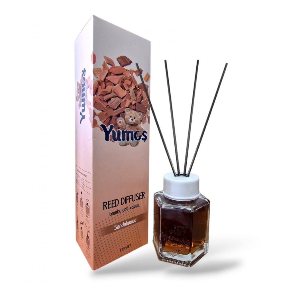 Odorizant de Cameră Yumos Lemn de Santal 120ml – Reed Diffuser cu Bețișoare