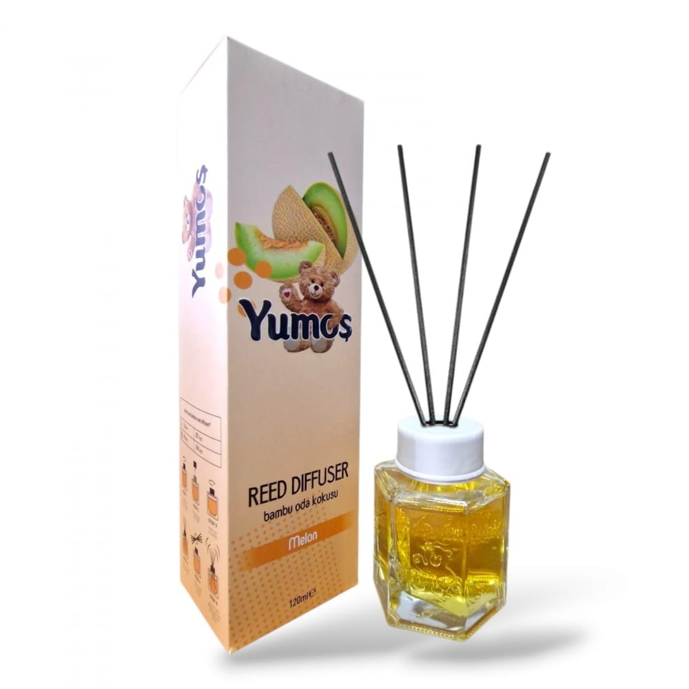Odorizant de Cameră Yumos Pepene Galben 120ml – Reed Diffuser cu Bețișoare