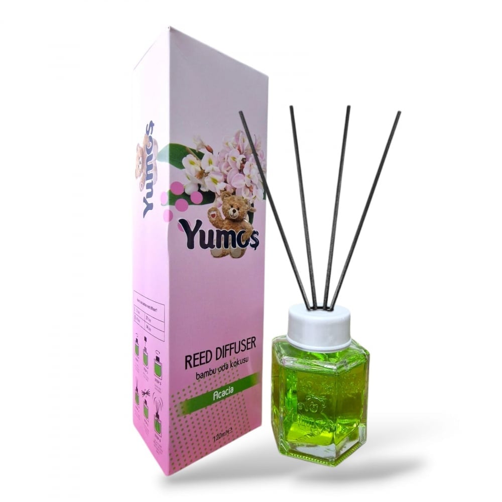 Odorizant de Cameră Yumos Floare de Salcâm 120ml – Reed Diffuser cu Bețișoare