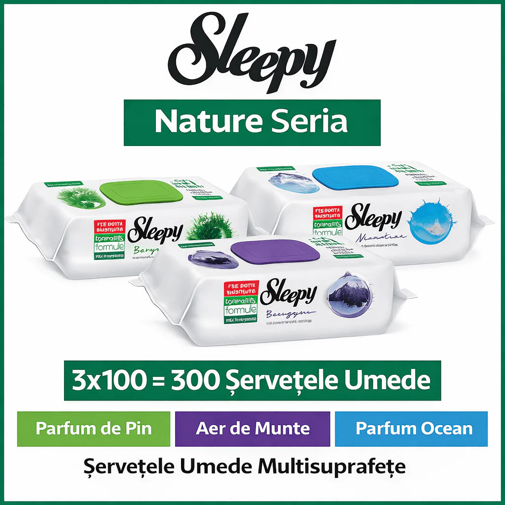 Pachet 3x Șervețele Umede Sleepy Mountain Breeze – 100 Bucăți Multisuprafețe