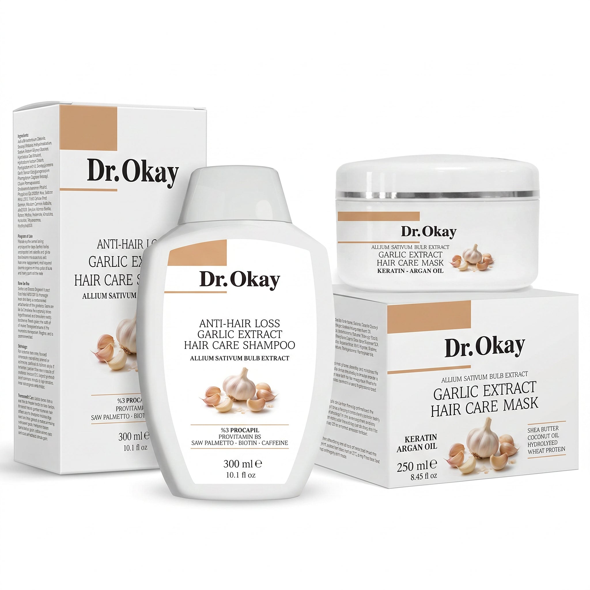 Set Dr. Okay cu Extract de Usturoi – Păr Fortificat și Reparat