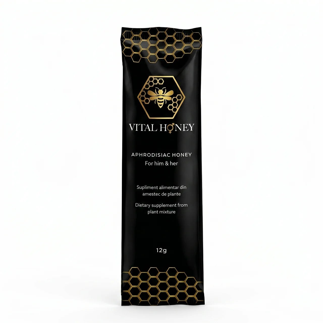 Vital Honey – Plic Individual 12g | Miere Afrodisiacă pentru El și Ea, Porție de Testare