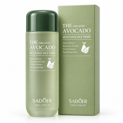 Toner Hidratant pentru Față SADOER Avocado 130 ml – Hidratare după Curățare, Ten Proaspăt și Luminos