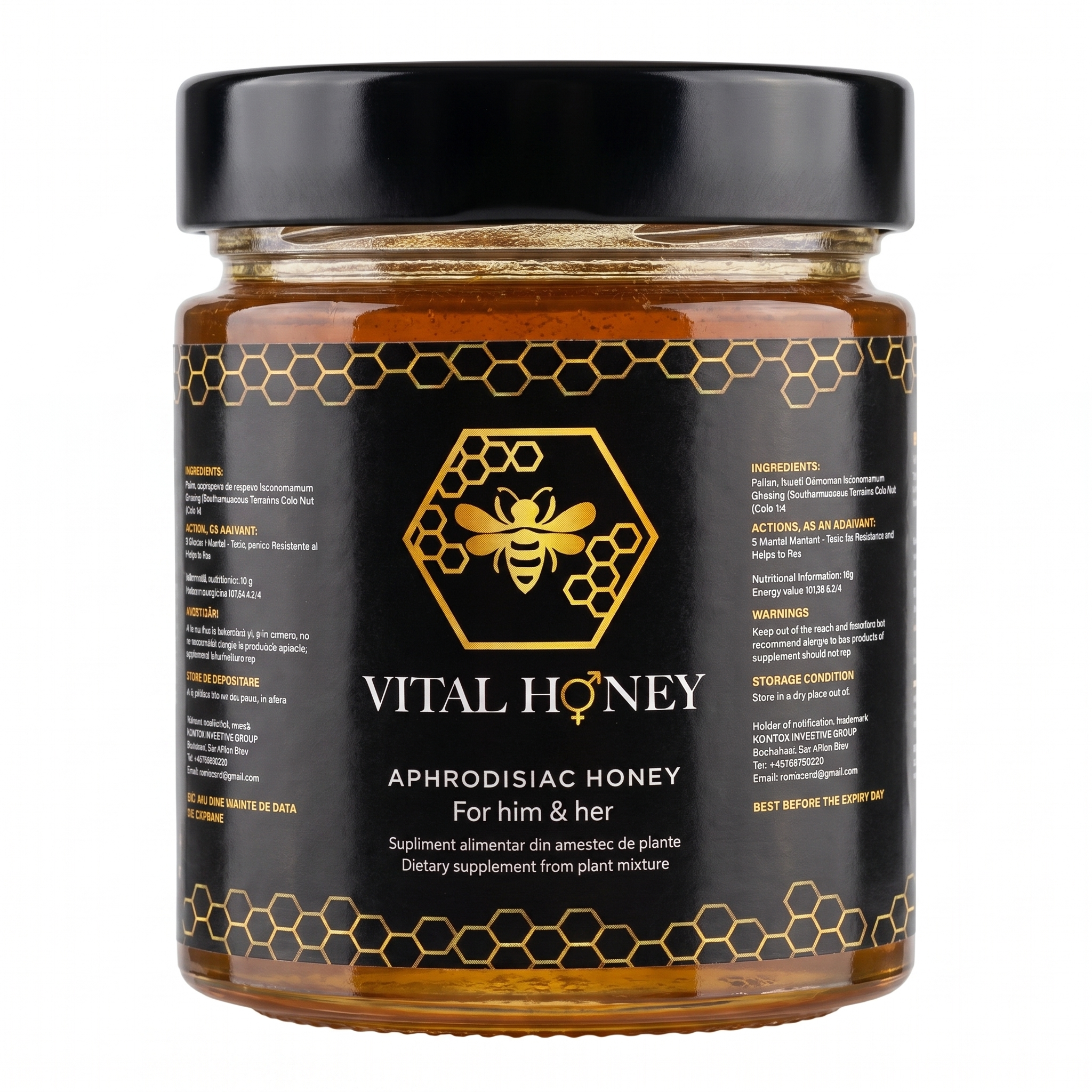 Vital Honey – Miere Naturală cu Plante, Borcan 240g | Rezerva Completă de Vitalitate